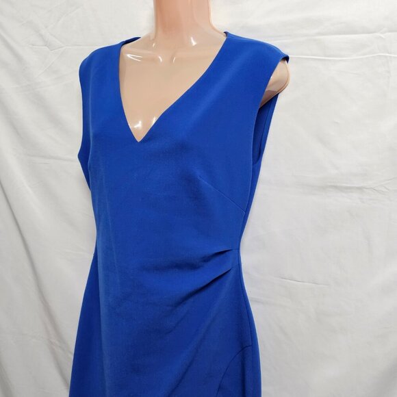 Diane Von Furstenberg Megan Sheath Dress Women Size 8 Blue Sleeveless Side Zip - Picture 3 of 16